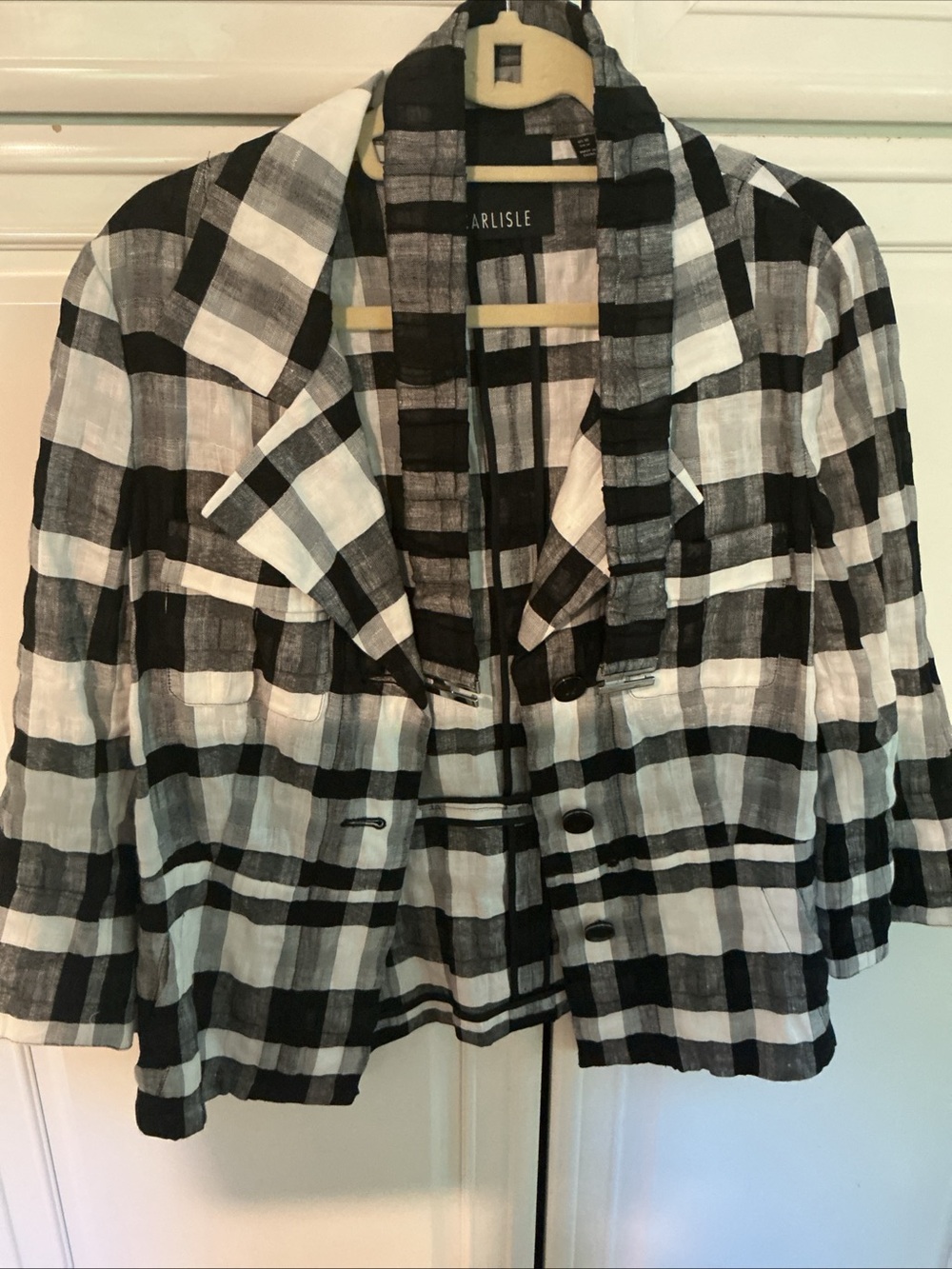 Carlisle Black and White Plaid Lightweight Blazer